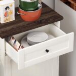 10 Gallon Tilt Out Trash Cabinet Freestanding Trash Bin Cabinet Wood Garbage Recycling Cabinet with Hideaway Drawer Pet Proof Trash Can Holder for Kitchen Living Room, Antique White (not include can) - Image 27