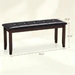 45.5" Solid Rubber Wood Entryway Bench 400LBS, PU Leather Padded Dining Bench, Multi-purpose Shoe Vanity Bed End Bench for Hall Dining Room - Image 6