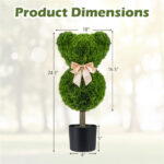2 Pack Cute Bear Topiary Trees with Cement Weighted Pots Lifelike Green Faux Boxwood Decor for Indoor Outdoor - Image 6