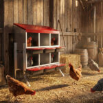 Chicken Nesting Box, 6 Compartment Nesting Box for Laying Eggs, Wall Mount Chicken Brooder Box with Perch, Easy Egg Collection, Cleanable Pull Out Hen Roosting Boxes, 6 Holes, Red - Image 8