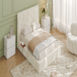 AirFrame Queen Bed Frame with adjustable Sliding Side Table, 8.7'' Cloud Upholstered Sponge Cushion, Easy Assembly (Off-White). - Image 6