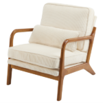 Low Arm Accent Chair - Off-White Corduroy Upholstered Indoor Lounge Chair, Compact Single Seater with Sturdy Frame (330LBS Weight Capacity) - Image 21