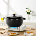 Cast iron 6QT cooking pot - Gradient Black Color - Includes two silicone gloves - Enamel pot - Image 12