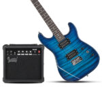 [Do Not Sell on Amazon] GST Stylish H-H Pickup Tiger Stripe Electric Guitar Kit with 20W AMP Bag Guitar Strap Blue - Image 4
