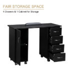 Double Edged Manicure Nail Table with Drawer Black - Image 11