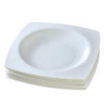 9.25 Inch Square Pasta Bowls Set of 6, 17oz White Porcelain Soup Plates, Microwave & Dishwasher Safe Deep Dinner Bowls for Salad, Pasta, Soup, Oven & Freezer Safe, Stackable Serving Bowls - Image 5