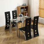 Same Code 65542081 4-seat simple rectangular cylindrical leg table tempered glass stainless steel clear glass 110 * 70 * 75cm - Image 11
