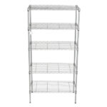 XM-304B Rectangle Carbon Steel Metal Assembly 5-Shelf Storage Rack Silver Gray - Image 25