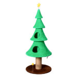 59in Large Tall Christmas Tree Cat Tower with 2 Cat Condos & Scratching Post, Soft Fleece Cat Tree with Teaser Toy & Sturdy Base & Built-in Openings for Indoor Cats, Green - Image 11