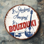 CIFbuy 1pc 8x8in Vintage Bouzouki Instrument Round Sign, "" Instrument Round Sign, Sign, Greek Music Culture 2D Flat Decorative Plaque TikTok, Temu Self-pickup Logiaqics - Image 4