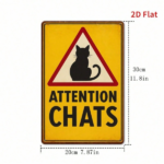 CIFbuy Retro Cat Metal Sign 2D Flat Yellow Black" Warning Sign, 7.87x11.81in Country Style Iron Art Wall Decor With Black Letters, Art Wall Decor With Black Letters, Durab Yellow Black WarikTok, Yellow Black WarikTok, t Self-pickup Logiopics - Image 7