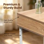 Side End Table, Nightstand, Bedside Table with Drawer and Storage Shelves, Sofa Table for Living Room, Bedroom, Accent Furniture, Easy Assembly, Oak/White - Image 4