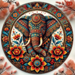 CIFbuy 1pc 8x8in Vintage Elephant Decorative Plaque, "" Decorative Plaque, 2D Flat Round Sign Indian Style Wall Art TikTok, TikTok, teemu Self-pickup Logi Aics - Image 6