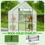 Mini Walk-in Greenhouse with PE Cover, 4-Shelf Indoor Outdoor Plant Gardening Green House for Garden Backyard, 56" x 29" x 77", White - Image 8