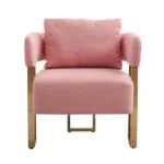 TS Modern decorative chair, living room side chair with gold metal legs, no wheels, suitable for dressing area, reception room, office,Teddy fleece upholstered metal foot sofas 2PCS Pink - Image 5