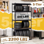 5-Tier Heavy Duty Black Garage Shelving Unit, 72" H x 36" W x 18" D 2200 LBS Load Capacity Boltless Storage Rack - Image 8