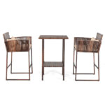 Outdoor 3 Piece Patio Bar Set, Bar Height Bistro Table Set for 2 People, High Top Wicker Bar Stools and Table Outdoor Bar Set with Cushions and Pillows, Brown Gradient Rattan & Beige Cushion - Image 17