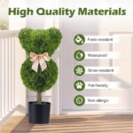 2 Pack Cute Bear Topiary Trees with Cement Weighted Pots Lifelike Green Faux Boxwood Decor for Indoor Outdoor - Image 3
