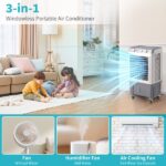 3 in 1 Portable Evaporative Cooler,Indoor,Outdoor,2353CFM Personal Air Cooler,7.9 Gal Large Water Tank & Scroll Casters, 4 Ice Packs,White Manual control - Image 3
