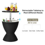 Black Outdoor Imitation Rattan Ice Cooler Side Table 8Gal 2-Height Adjustable with Drain Plug - Image 8
