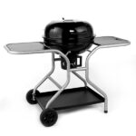 Kettle Charcoal Grill with 2 Side Tables, Storage Shelf, Upgraded Ash Catcher, Thermometer, Air Vents, Outdoor Cooking Barbecue Grill with Wheels - Image 14