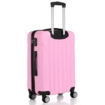 Vertical Striped 3-in-1 Luggage Set with Handle ABS Trolley Case with Swivel Wheels Aluminum Alloy Trolley Suitcase 20in 24in 28in Pink - Image 6