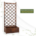 Wood Planter Raised Garden Bed with Trellis, 67 Inch Height Outdoor Garden Flower Standing Planter Box Lattice Panels with Planter for Patio Porch with Drainage Holes, Brown - Image 6