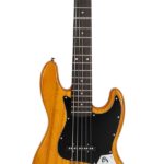[Do Not Sell on Amazon] Gjazz Electric 5 String Bass Guitar Full Size Bag Strap Pick Connector Wrench Tool Transparent Yellow - Image 8