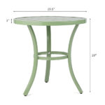 Outdoor Round Side Table, Small Metal Table Patio End Table Coffee Bistro Table for Indoor Outdoor, Light Green - Image 7
