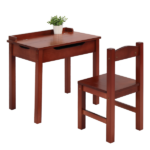 Flip Top Kids Table and Chair Set, Wood Activity Table Set with Storage Space for Arts Crafts, Dark Coffee - Image 4