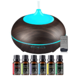 550ML Essential Oil Diffuser BPA Free Ultrasonic Aromatherapy Diffuser, with 7-Color Lights Waterless Auto Shut Off for Home Room pet Room - Black - Image 2