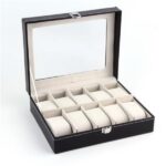 24 Compartments Top-level Opening Style Leather Watch Collection Box Black - Image 12