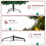 7ft 881 Branch Half Christmas Tree with 230LED Lights PVC Branch Iron Bracket Tender Green Christmas Tree - Image 3