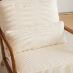 Low Arm Accent Chair - Off-White Corduroy Upholstered Indoor Lounge Chair, Compact Single Seater with Sturdy Frame (330LBS Weight Capacity) - Image 32
