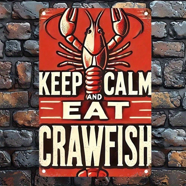 CIFbuy 1pc Keep Calm Eat Crab Iron Wall Art 8x12 Inch, Funny Vintage Metal Plaque Sign, Retro Kitchen Home Bar Cafe Garage Decor Hangin TikTok, TikTok, ue Sign Self-pickup Logiopics