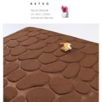 Blue 3D embossed pebble bathroom absorbent floor mat, thickened coral fleece anti slip door mat, bathroom quick drying entrance carpet - Image 2