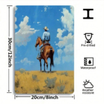 CIFbuy 1pc Western Cowboy Metal Wall Decor, 12x8 Inch 2D Flat Iron Sign, Rustic Farmhouse Desert Horizon Art Poster For Home Bedroom Li TikTok, TikTok, Self-pickup Logiopics - Image 2