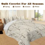 3 pcs Cherry Blossom Quilted Bedspread Set, Beige Floral Branch Print Quilt Set, Lightweight Reversible Coverlet with Pillow Shams, Japanese Sakura Bedding for Bedroom Decor temu can only be self-picked up - Image 8