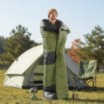 Rectangular Heated Sleeping Bag, Lightweight Sleeping Bag with Multi USB Powered Heating Pads, Waterproof Compact Envelope Sleeping Bag for Backpacking Hiking, Green - Image 2