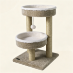 24 Inch Compact Cat Tree with 2 Plush Perches, Jute Rope Scratching Posts & Hanging Toy Ball, Stable Small Cat Tower for Indoor Cats Apartment Bedroom - Image 4