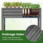 44" Elevated Raised Garden Bed with Drainage Holes, 32" Ergonomic Height Metal Planter - Gray - Image 3