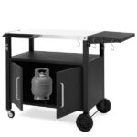 Outdoor Grill Cart with Storage, Rolling Bar Cart Movable Kitchen Island for BBQ, Patio Dining Cart Table for Food Prep with Wheels Hooks Foldable Top - Image 24