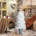 4 FT White Artificial Christmas Tree with Pot Stand, Potted Xmas Pine Tree with 200 Branch Tips for Holiday Party Office Home, White - Image 4