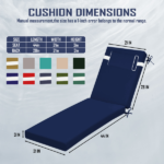 Outdoor Chaise Lounge Cushion, 72 in. x 21 in. x 3 in. Waterproof Fade-Resistant Patio Chair Pad for Pool Beach - Image 3