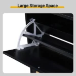 2-Drawer Tall Arched Rattan-Finished Shoe Cabinet Particleboard + Plastic Rattan 21.26*9.45*38.58in Black Frame + Natural Wood-Colored Rattan Top + Black High Legs - Image 7