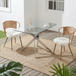 Wicker dining chairs - 2-piece set - Farmhouse soft cushioned cane back kitchen chair, sponge cushion, wing-back dining chair with metal legs, suitable for home and kitchen (dark brown) - Image 6