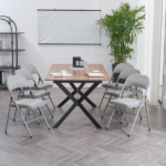 Same Code 31709558 6pcs Elegant Foldable Iron & PVC Chairs for Convention & Exhibition Gray - Image 21