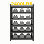 6-Tier Metal Storage Rack, 82"H Garage Shelving, Adjustable Shelves & Reinforced Double-Layer Uprights, Black, Assembly Required - Image 8