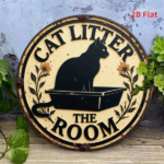 CIFbuy Vintage | Round Iron Sign 2D Flat Printed Cat Litter Room Metal Plaque,7.87x7.87In Retro Wall Art Decor For Home Bedroom Garage TikTok, TikTok, age Self-pickup Logiopics - Image 6