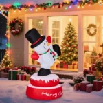 4.8FT Lighted Christmas Inflatable Decoration, Large Rotating Snowman with Motor, Funny Blow Up Yard Decorations with Built-in LED Lights for Holiday Party Front Yard Lawn Garden Decor - Image 10